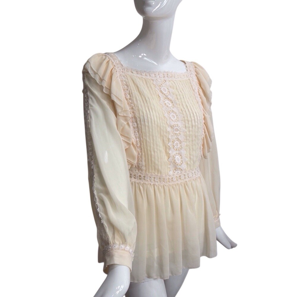 Stellah Large Romantic BOHO Lace Fairytale Detailed Fluttery Ivory Blouse Women - Picture 5 of 16